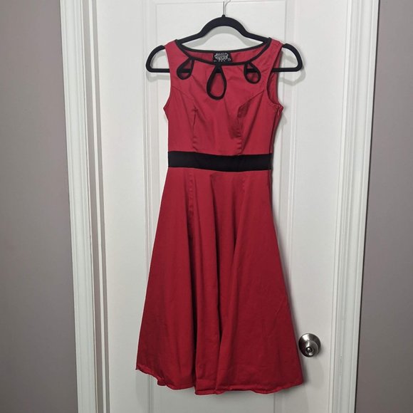 3/$50! Hearts & Roses Red Keyhole Swing Dress - Picture 1 of 4